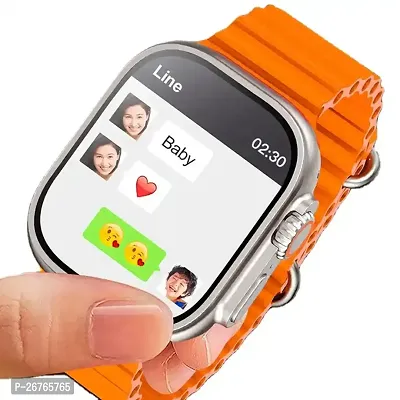 T 800- orange SMART WATCH 2024 latest version Full Touch Screen Bluetooth Smartwatch with Body Temperature, Heart Rate  Oxygen Monitor Compatible with All 3G/4G/5G Android  iOS-thumb0