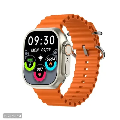 T 800 orange- SMART WATCH 2024 latest version Full Touch Screen Bluetooth Smartwatch with Body Temperature, Heart Rate  Oxygen Monitor Compatible with All 3G/4G/5G Android  iOS-thumb0