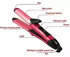 2-in-1 Ceramic Plate -Essential Combo Beauty Set of Hair Straightener and hair curler for women-thumb2