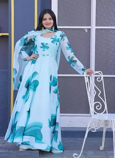 Stylish Georgette Floral Kurti with Dupatta