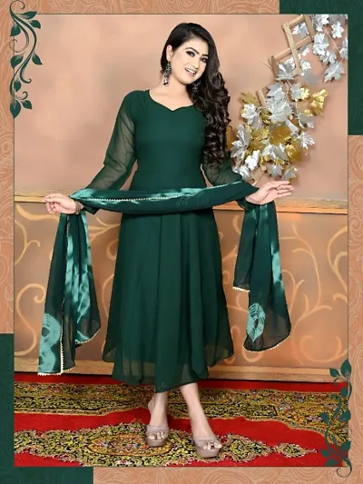 Classic Georgette Anarkali Kurta with Dupatta