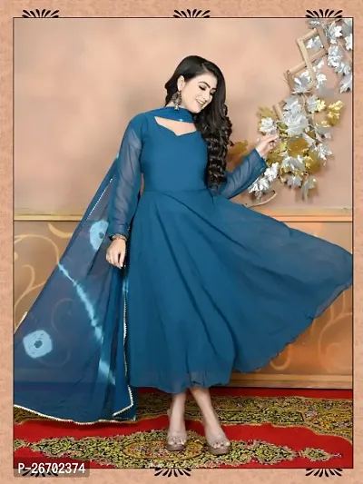 Classic Georgette Anarkali Kurtis for Women with Dupatta