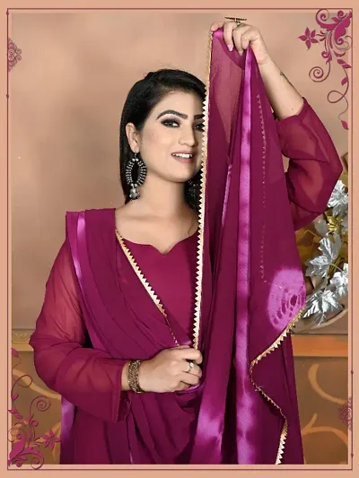 Classic Georgette Anarkali Kurta with Dupatta