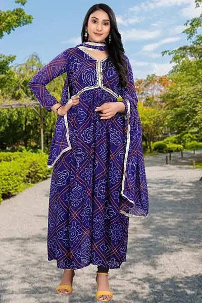 Classic Georgette Anarkali Kurta with Dupatta