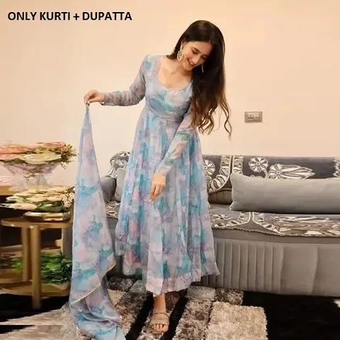 Stylish Georgette Floral Kurti with Dupatta