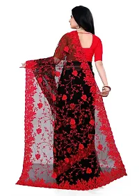 Organza Net Black and Red Color Heavy Embroidery saree with blouse-thumb2