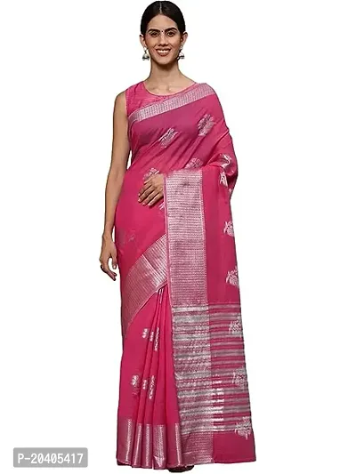 Stylish Pink Kosa Silk Saree With Blouse Piece For Women-thumb0