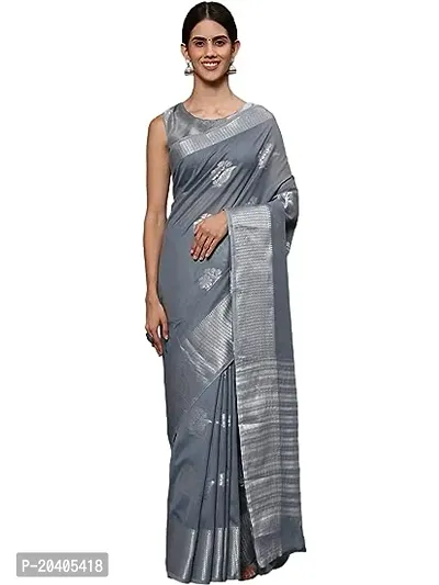 Stylish Grey Kosa Silk Saree With Blouse Piece For Women