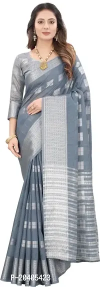 Stylish Grey Kosa Silk Saree With Blouse Piece For Women-thumb0