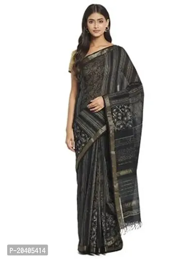 Stylish Black Kosa Silk Saree With Blouse Piece For Women-thumb0