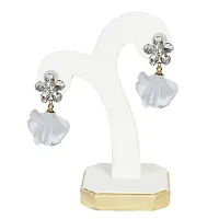 Sporty Trendz 22 K Gold Plated Beautiful Austrian Crystal Studded White Flower Fancy Earring-thumb1