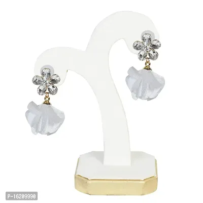 Sporty Trendz 22 K Gold Plated Beautiful Austrian Crystal Studded White Flower Fancy Earring-thumb2