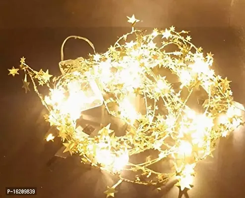 SilkyKraftz 3 Meter 30 LED Golden Party Lights for Home Decoration with Handcrafted Golden Stars-thumb2