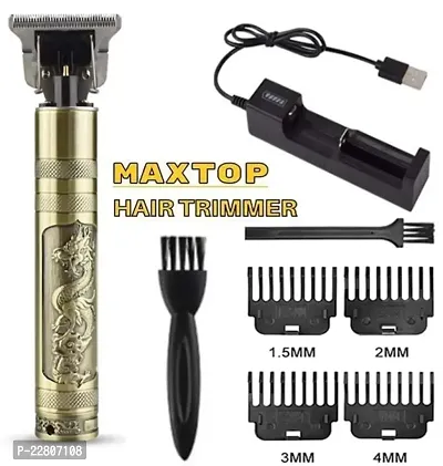 Professional Golden Trimmer Haircut Grooming Kit Metal Body Rechargeable Trimmer 120 min Runtime 4 Length Settings (Gold)-thumb0