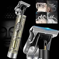 Professional Golden Trimmer Haircut Grooming Kit Metal Body Rechargeable Trimmer 120 min Runtime 4 Length Settings (Gold)-thumb1