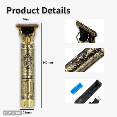 Professional Golden Trimmer Haircut Grooming Kit Metal Body Rechargeable Trimmer 120 min Runtime 4 Length Settings (Gold)-thumb4