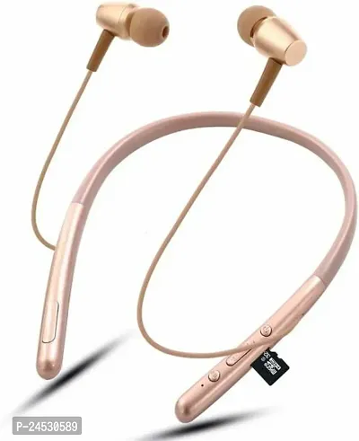 A S enterprises Mobile Connectivity Neckband Wireless Bluetooth Headset  (Gold, In the Ear)