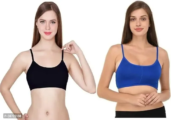 Stylish Multicoloured Cotton Solid Bras For Women 2PC