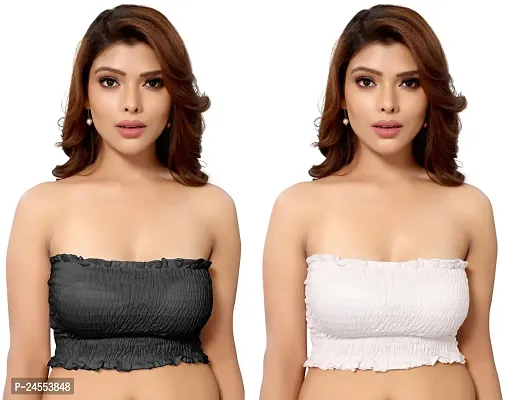 Stylish Multicoloured Cotton Blend Solid Bras For Women Pack Of 2