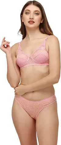 Stylish Cotton Blend Bra And Panty Set For Women-thumb1