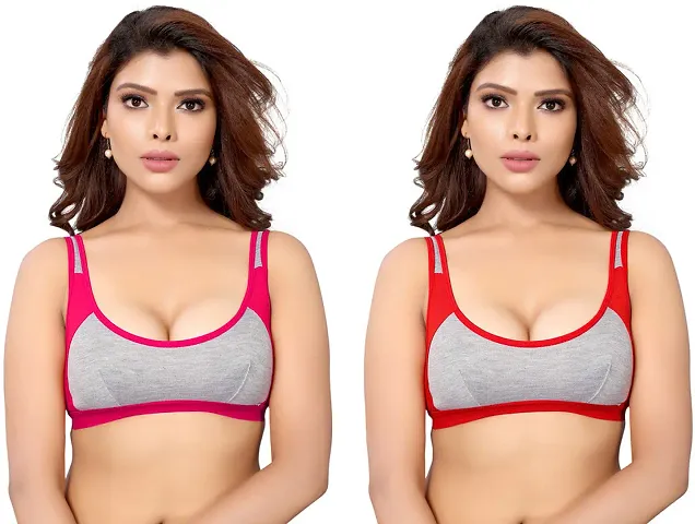 Stylish Blend Solid Bras For Women Pack Of 2