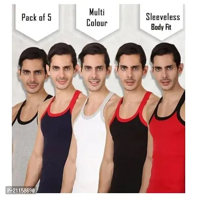 Classic Cotton Solid Vests for Men Combo of 5-thumb0