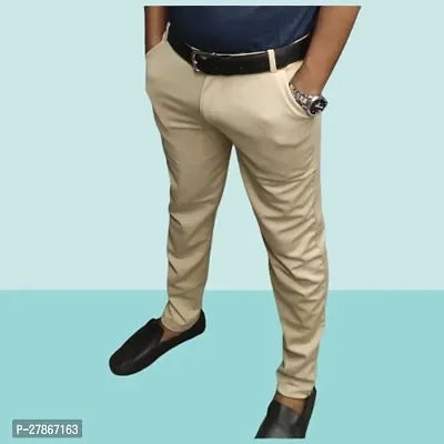 Stylish Polyester Solid Formal Trousers For Men-thumb0