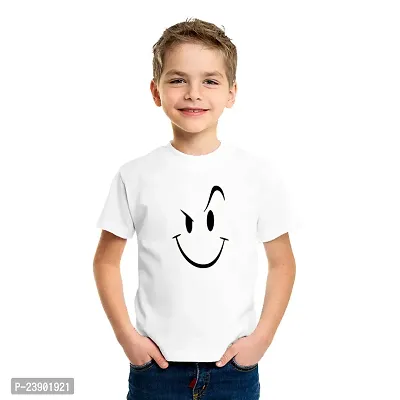 Beautiful White Cotton Blend Tees For Boys-thumb0