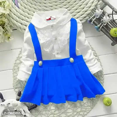 Stylish Blue Polyester Dresses For Girls