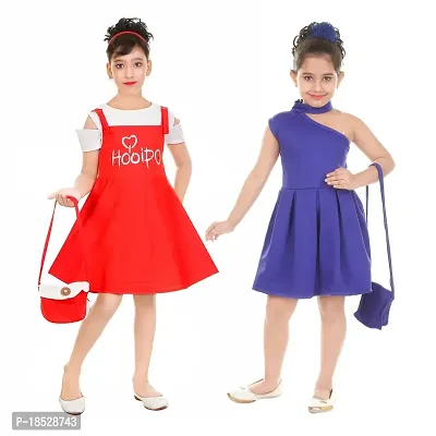 SMARTBAZAR Girlrsquo;s Dress | Kid's Party Ware | Fancy | Party Ware | Multi Colored | Pack of Two-thumb0