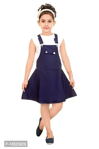 SMARTBAZAR Dungaree for Girls Party Solid Cotton Rayon Blend??(Blue, Pack of 1)