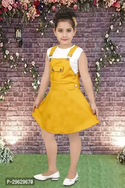 Stylish Yellow Cotton Blend Dresses For Girls-thumb2