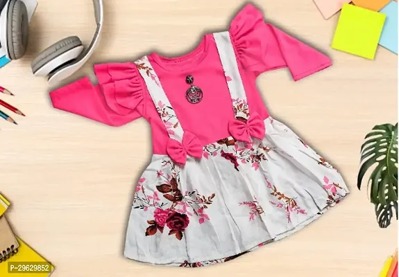 Stylish Pink Cotton Blend Dresses For Girls