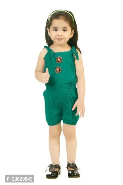 Stylish Green Cotton Blend Dresses For Girls-thumb0