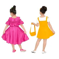 Stylish Multicoloured Cotton Blend Dresses For Girls Pack Of 2-thumb2