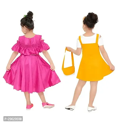 Stylish Multicoloured Cotton Blend Dresses For Girls Pack Of 2-thumb3