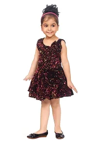 Stylish Brown Cotton Blend Embellished Frocks For Girl-thumb1