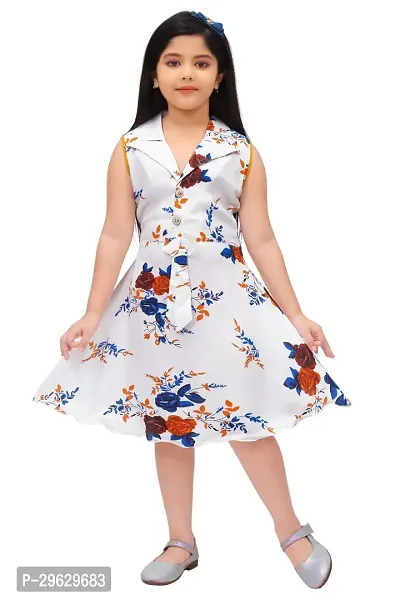 Stylish White Rayon Dresses For Girls-thumb0