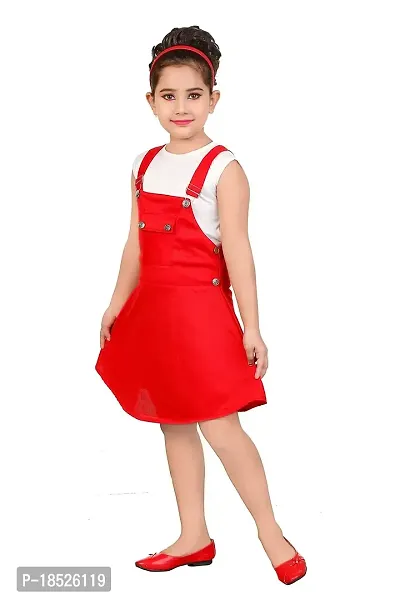 SMARTBAZAR Dungaree for Girls Party Solid Cotton Rayon Blend??(Red, Pack of 1)-thumb2