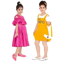 Stylish Multicoloured Cotton Blend Dresses For Girls Pack Of 2-thumb1