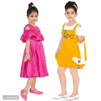 Stylish Multicoloured Cotton Blend Dresses For Girls Pack Of 2-thumb2