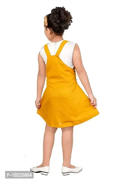 SMARTBAZAR Dungaree for Girls Party Solid Cotton Rayon Blend??(Yellow, Pack of 1)-thumb3
