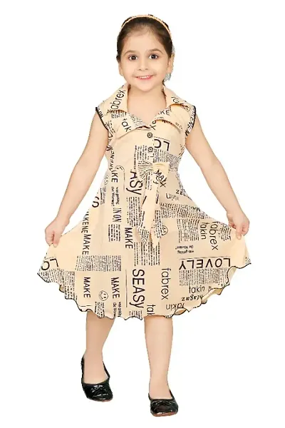 Text Print Cotton Blend Fit And Flare Dress