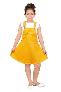 SMARTBAZAR Dungaree for Girls Party Solid Cotton Rayon Blend??(Yellow, Pack of 1)-thumb2