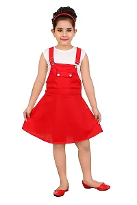 SMARTBAZAR Dungaree for Girls Party Solid Cotton Rayon Blend??(Red, Pack of 1)-thumb1