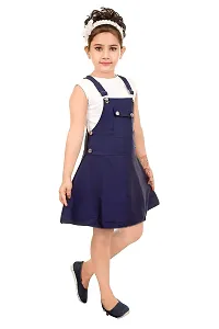 SMARTBAZAR Dungaree for Girls Party Solid Cotton Rayon Blend??(Blue, Pack of 1)-thumb1