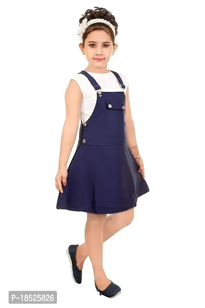 SMARTBAZAR Dungaree for Girls Party Solid Cotton Rayon Blend??(Blue, Pack of 1)-thumb2