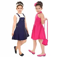 Stylish Multicoloured Cotton Blend Dresses For Girls Pack Of 2-thumb1