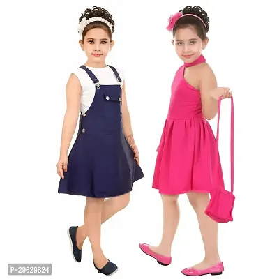 Stylish Multicoloured Cotton Blend Dresses For Girls Pack Of 2-thumb2