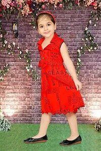 Stylish Red Cotton Blend Dresses For Girls-thumb3